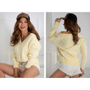 Fashionweek pletený luxusný Dámsky sveter s výstrihom V ZEBRA Žltý od 30 €  - Heureka.sk