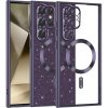 Techsuit Luxury Glitter MagSafe – puzdro na Samsung Galaxy S22 Ultra 5G – tmavofialový