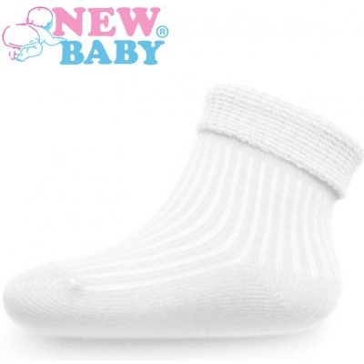 New Baby Dojčenské pruhované ponožky biele