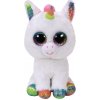 TY Beanie Boos - plyšová hračka - biely jednorožec, 15 cm