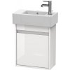 Duravit Ketho - Umývadlová skrinka, 55x45x23 cm, 1 dvierka, pánty vpravo, lesklá biela KT6629R2222