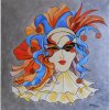 Masky-Karneval 1,Marta Augustínska,originálny,ručne maľovaný obraz M (do veľkosti 65x65cm) Fialová