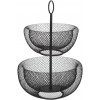 5five Simply Smart Kovový 2-poschodový košík na ovocie Black Mesh, 29x43 cm