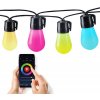Solight WO795 LED smart vonkajšia reťaz s RGB žiarovkami, bluetooth, 15 žiaroviek, 14m+6m, 10W