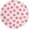 Godan Papierové taniere Biele s ružovými bodkami 18 cm
