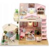 FunPlay 6996 DIY Drevený domček pre bábiky s príslušenstvom, 2 poschodia, 12.5x19.5x15cm