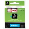 Dymo D1 45012, S0720520, 12mm x 7m, červená tlač / priehľadný podklad, originálna páska