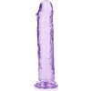 Gélové dildo RealRock Crystal Clear Realistic 9″ fialové, dildo s prísavkou 25,5 x 4,5 cm