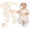 Zavinovacie body polodupačky rukavičky 3D bavlnená sada Baby Stars, pastel beige