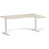 Rohový výškovo nastaviteľný stôl, 180x120 cm, 1 motor, L/P, biela podnož, breza