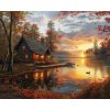 ZUTY Obrazy na stenu - MÓLO A CHATA PRI JAZERE A ZÁPAD SLNKA Rámovanie: vypnuté plátno na rám, Rozmer: 40x50 cm