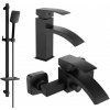 MEXEN/S - Libra DQ62 Set umývadlovej a vaňovej batérie s príslušenstvom, čierna 745103DQ62-70