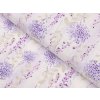 Dekoračná látka PML-069 Fialové kvety na bielom - šírka 150 cm
