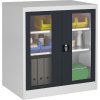 Skriňa s krídlovými dverami s priehľadným okienkom ,s 2 policami v x š x h 1016 x 950 x 500 mm mauser