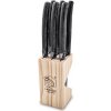 Laguiole Sada nožov na steak PREMIUM, 6 ks, s blokom, čierna