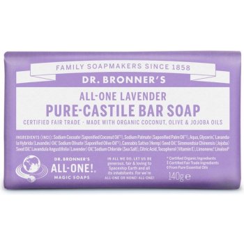 Dr Bronner's tuhé univerzálne bio mydlo ALL-ONE Lavender 140 g