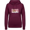 AWDis Hoodie Mikina - Dizajn s témou Pes a Láska - Purpurovočervená - XL - Dámske