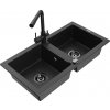 MEXEN/S MEXEN/S - Mario granitový drez 2-bowl vrátane batérie Duero, čierna/strieborná metalík 6504-73-671600-70-B