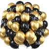 Sada balónov balóny čierne metalíza zlatý chróm 50 ks dekorácia Silvester