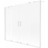 Mexen Velar Duo, 2-krídlová posuvná vaňová zástena 180 x 150 cm, 8mm sklo námraza, biela matná, 896-180-000-32-20