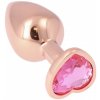 Kovový análny kolík s kryštálom Gold Anal Plug with Heart M