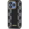 Zadný kryt DKNY PU Leather Checkered Pattern Magsafe pre Apple iPhone 15 Pro Max, čierna