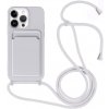 AppleKing silikónový kryt so šnúrkou a kapsou na karty pre iPhone 14 Pro Max - sivý - možnosť vrátiť tovar ZADARMO do 30tich dní