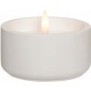 LED SVIEČKA Z VOSKU S 3D PLAMEŇOM CEMENTOVÁ Ø 10 CM BIELA S ČASOVAČOM