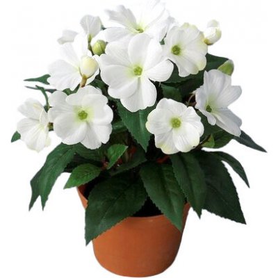 Umelá Netýkavka v kvetináči biela, 24 cm