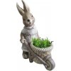 Dekorácia MagicHome Gecco, Zajačik s fúrikom, magnesia, 34x19x49 cm