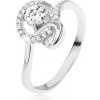 Šperky eshop - Prsteň zo striebra 925, lesklé zaoblené línie, brúsený číry zirkón SP50.04 - Veľkosť: 57 mm