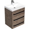Kúpeľňová skrinka s čiernou úchytkou a umývadlom SAT Cube Way 60x71x46 cm dub Wellington mat CUBE46C603DWVER