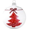 Vianočná ozdoba sklenená guľa strom s mašľou Ø 8 cm
