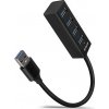 AXAGON HUE-M1A, 4x USB 3.2 Gen 1 MINI rozbočovač, kovový, kábel USB-A 20 cm