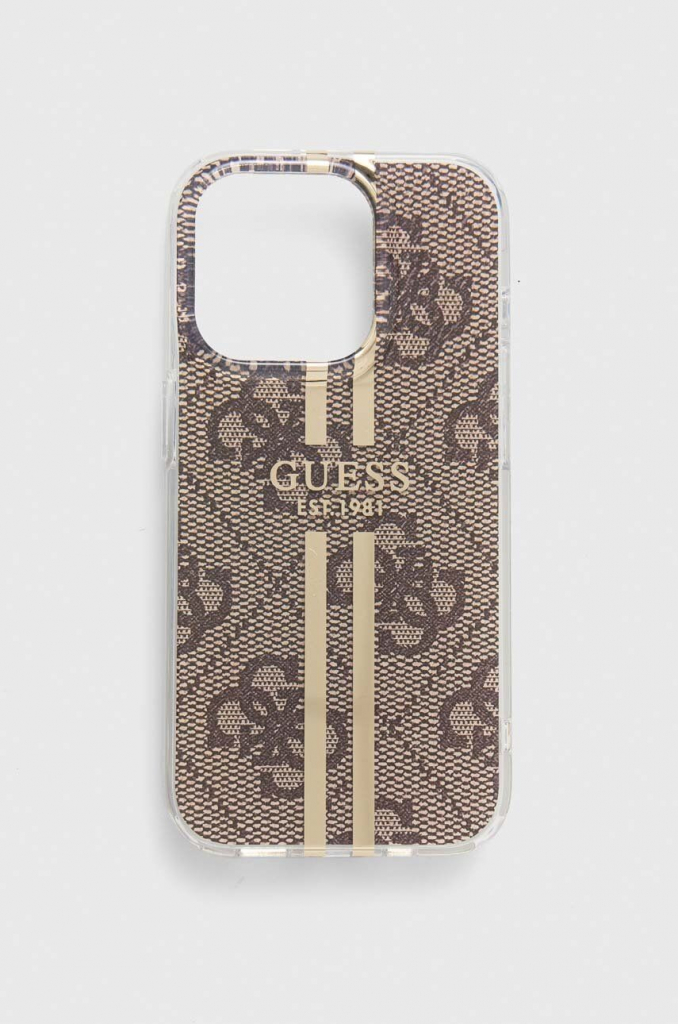 Guess IML 4G Gold Stripe iPhone 15 Pro hnedé