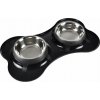 Kerbl Dvojitá miska pro psy ve tvaru kosti, nerezová ocel, O 14 cm, černá