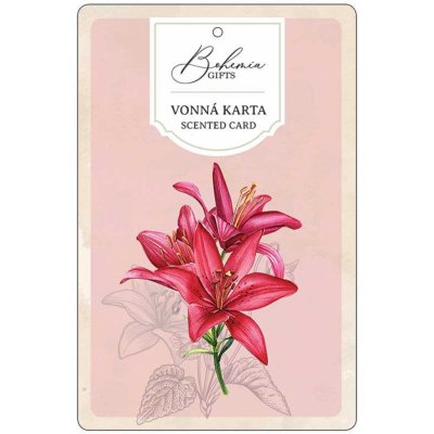 Bohemia Gifts Aromatická vonná karta Červené kvety jemná a čistá vôňa 10,5 x 16 cm