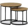 Autronic CT-G1145 OAK Set 2 ks stolíkov, MDF doska, dekor divoký dub, kovová podnož, čierny lak