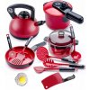 Súprava hrncov s príslušenstvom Kinderini červená, 14-dielna