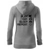 Stolný tenis - eat sleep - Mikina dámska trendy zipper s kapucňou - XS ( Tmavosivý melír )