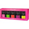 Dermacol Neon 29 Obsession neónový lak na nechty 5 ml + 43 Gold Digger neónový lak na nechty 5 ml + 39 Verde neónový lak na nechty 5 ml + 41 Purple Rain neónový lak na nechty 5 ml + 26 Sugar neónový l