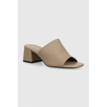 Calvin Klein HEEL MULE 45 MONOCQ dámske béžová na podpätku HW0HW01936