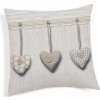 Mondo Italia Obliečka na vankúš Visiace srdiečka béžová 40x40 cm Made in Italy Béžová 40x40 cm