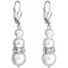 Evolution Group strieborné náušnice visiace s kryštálmi Swarovski biele okrúhle 31150.1