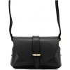 Malá čierna kožená crossbody kabelka s ramienkom
