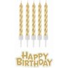 Zlaté svíčky k narozeninám - Happy Birthday - 16 ks - 7 cm - GoDan
