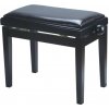 Melody adjustable piano bench Satin Black Black Leather