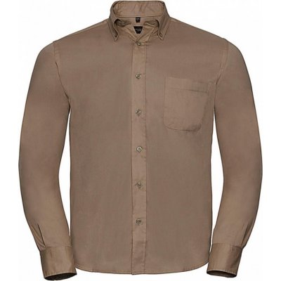 Russell Collection Košeľa Twill s dlhými rukávmi Khaki