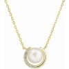 Evolution Group Pozlátený náhrdelník s pravou riečnou perlou a zirkónmi 22039.1