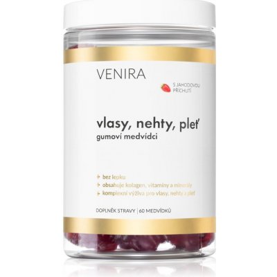 Venira Vlasy, nechty, pleť gumové medvedíky pre krásne vlasy, pleť a nechty príchuť Strawberry 60 kapsúl